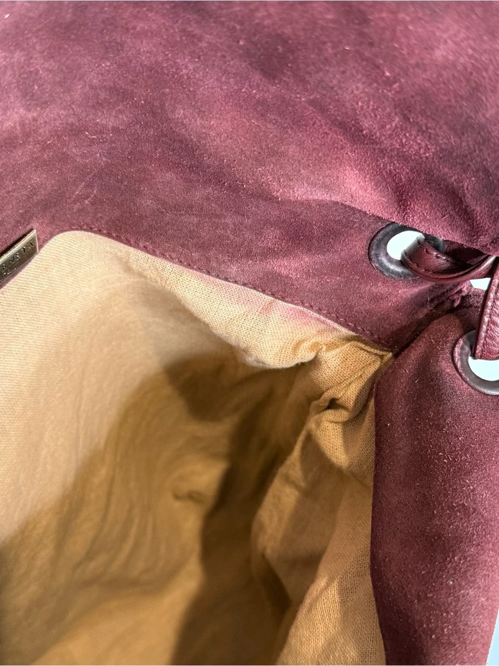 Vintage Bottega Veneta maroon suede and leather shoulder bag